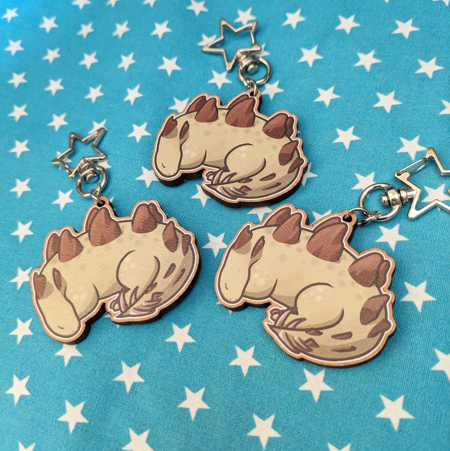 Stegosaurus Wooden Keychain