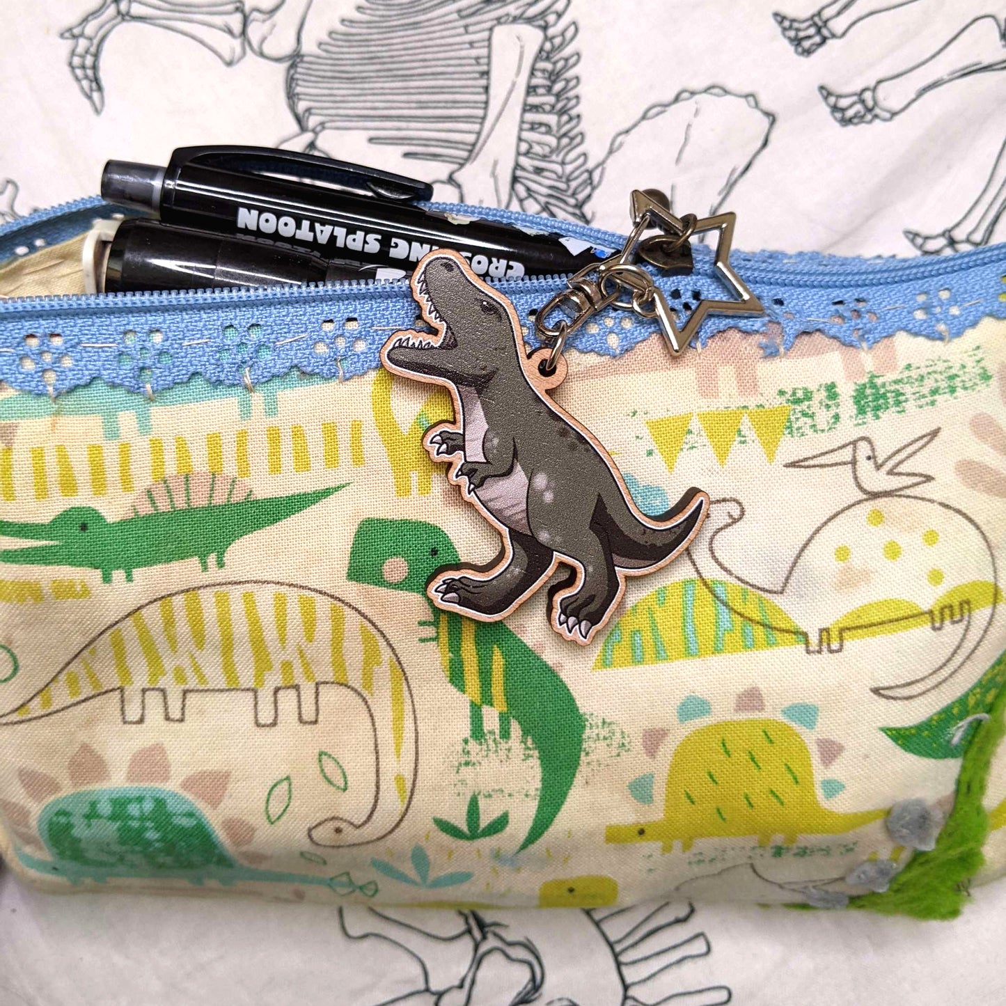 T-rex Wooden Keychain