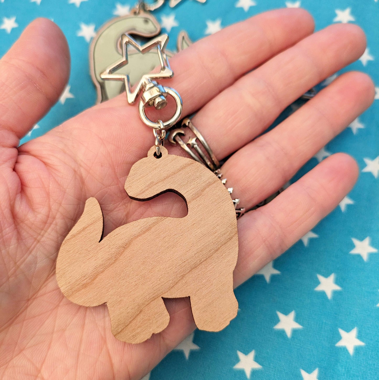 Brontosaurus Wooden Keychain