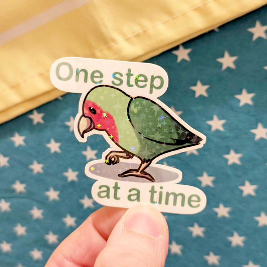 One Step At A Time bird sticker
