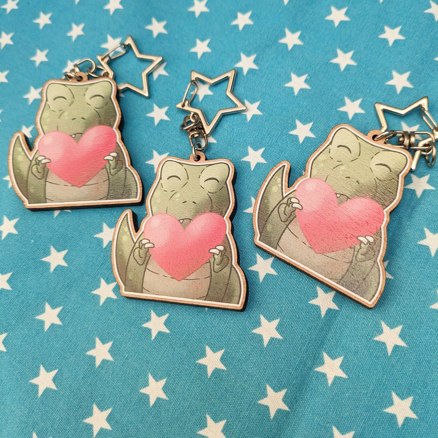 Trex Dinosaur Heart Keychain