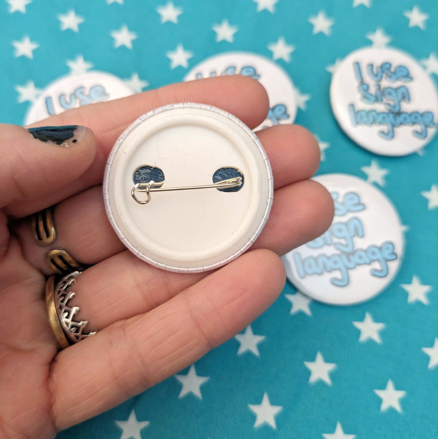 I Use Sign Language Communication Badge