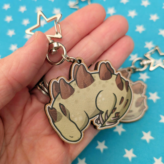 Stegosaurus Wooden Keychain