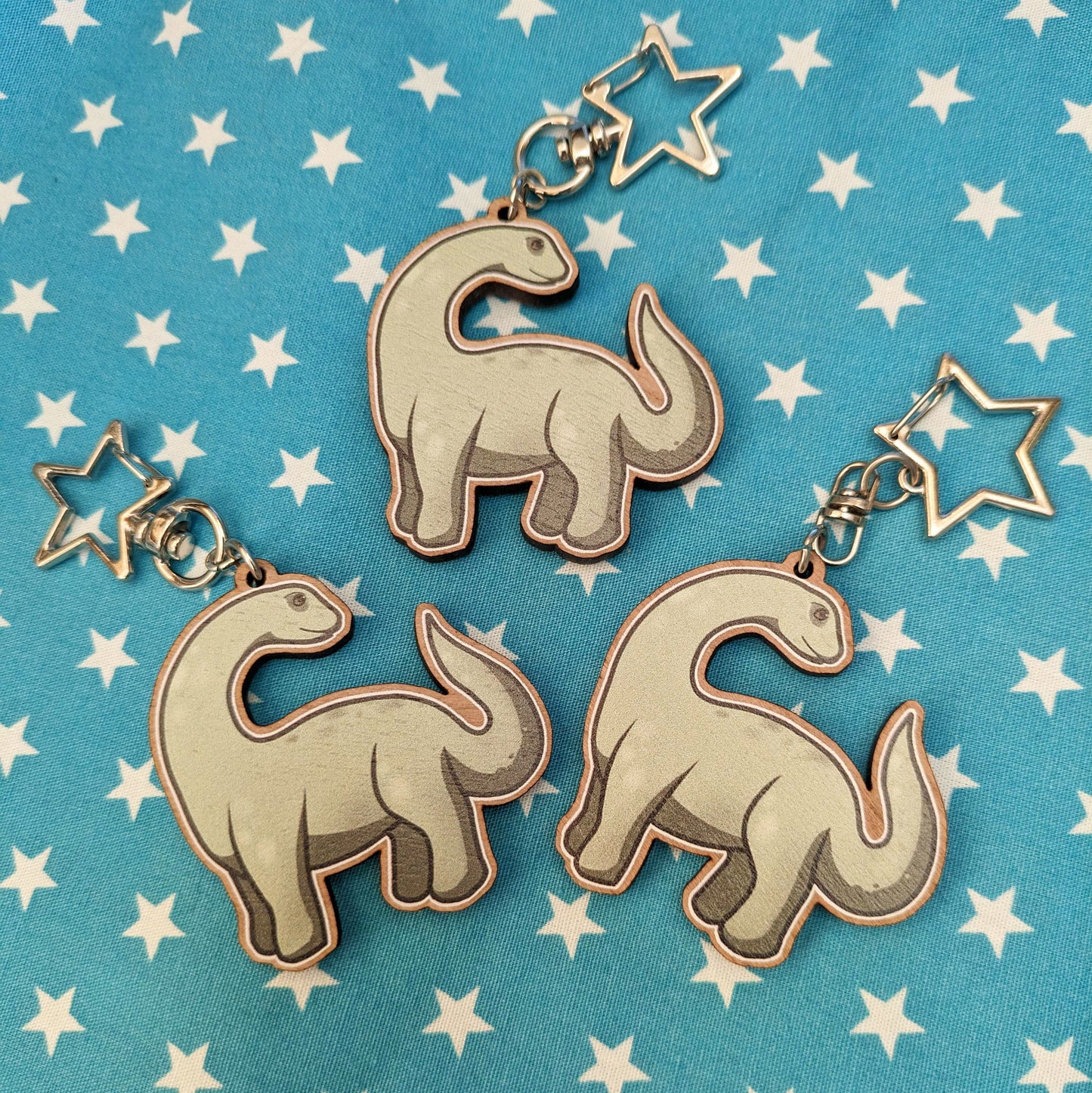 Brontosaurus Wooden Keychain