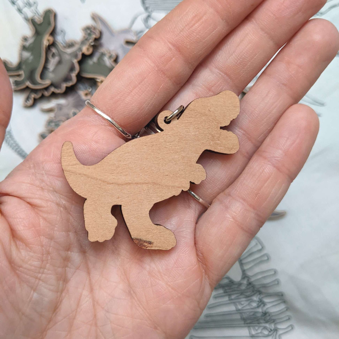 Triceratops Wooden Keychain