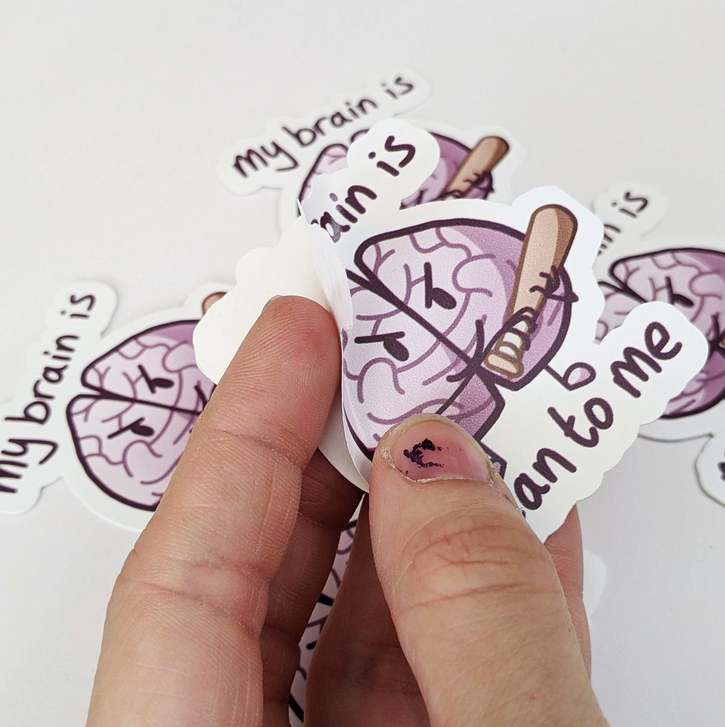 My Brain is Mean to Me Waterproof Sticker