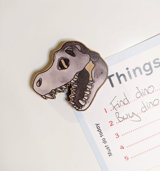 T-rex Skull Wooden Magnet