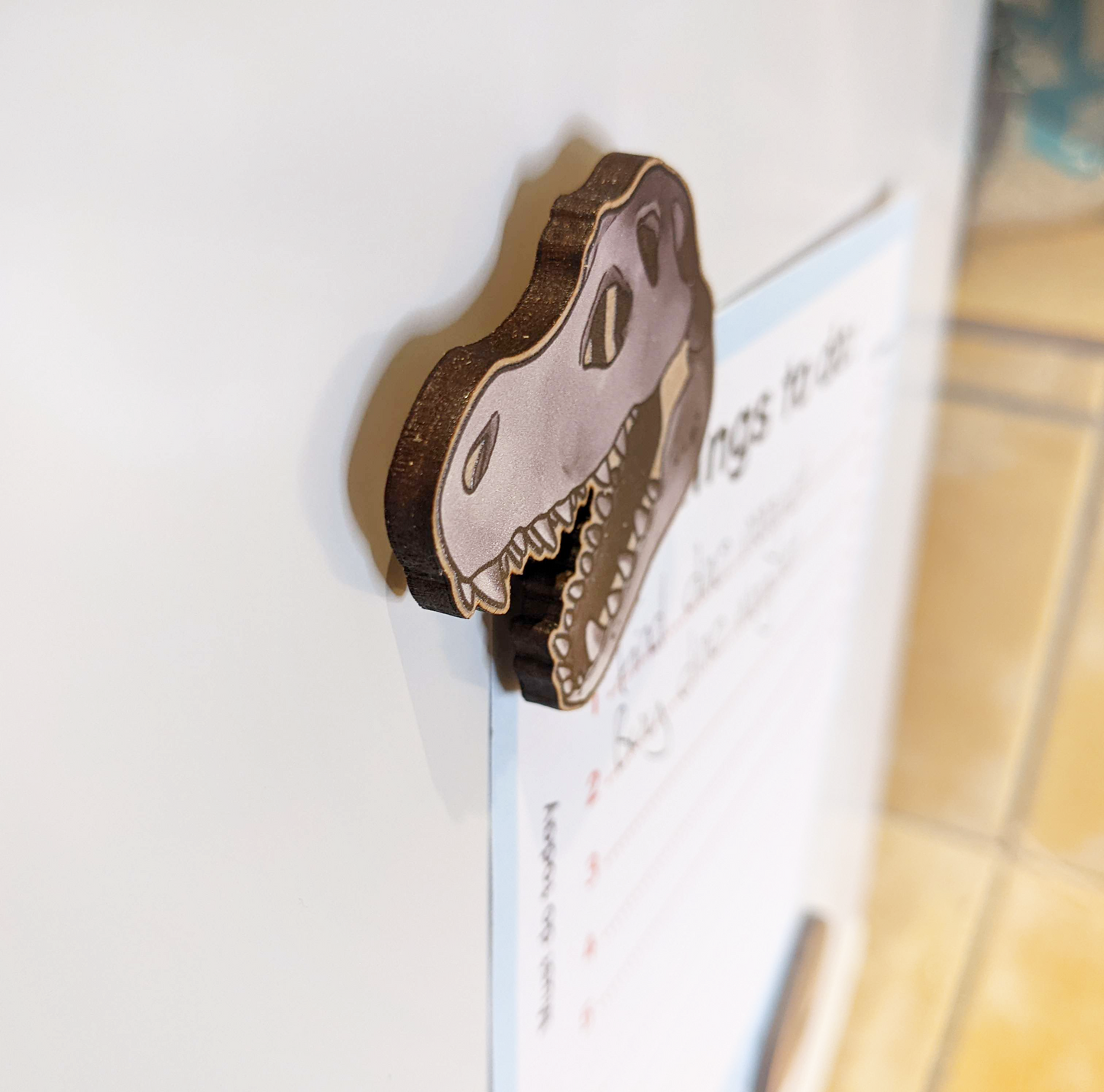 T-rex Skull Wooden Magnet