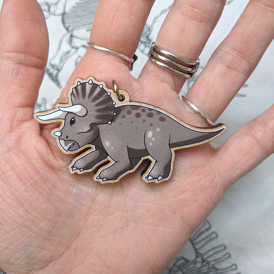 Triceratops Wooden Keychain